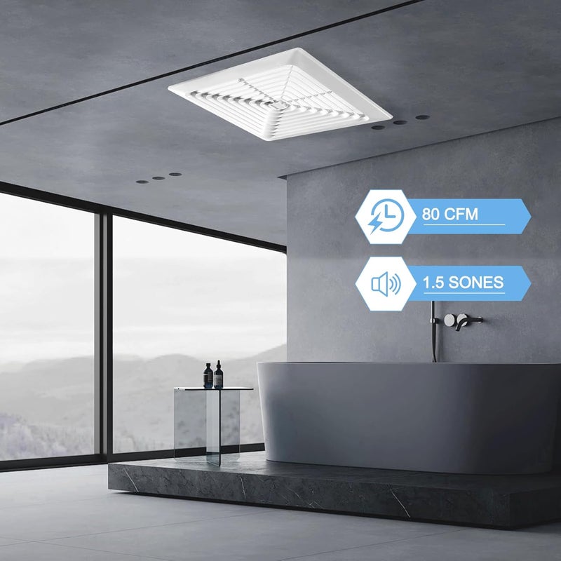 VENTECHLATION Bathroom Exhaust Fan 80 CFM 1.5 Sone, 4-Inch Duct, Quiet Energy Star Certified Ventilation Fan, Easy to Install, No Attic Access Needed, Ceiling Mounted, Classic White Grille - Image 3